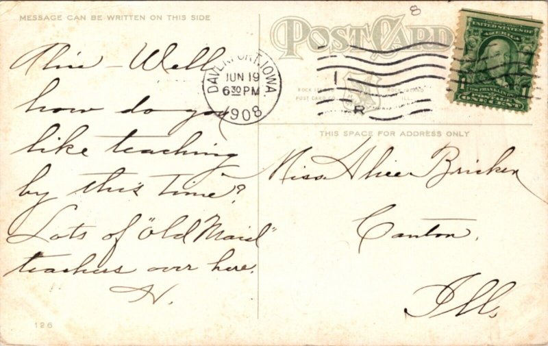 Postcard Second Street in Davenport, Iowa