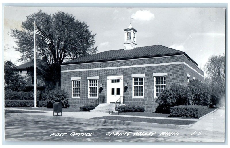 c1940's Post Office Building Spring Valley Minnesota MN RPPC Photo Postcard