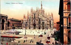 Vtg Milano Italy Piazza del Duomo Cathedreal Square City of Milan 1910s Postcard