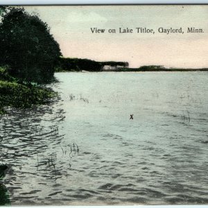 1909 Gaylord, MN Lake Titloe Litho Photo Postcard Titlow Westerville Krupp A16