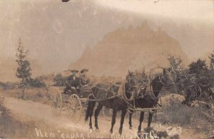 Cedar Pass South Dakota Horse Carriage Real Photo Vintage Postcard AA11652