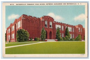 c1940's Waynesville Township High School Betw. Hazelwood & Waynesville Postcard
