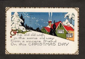 Christmas Greetings Winter Scene House Snow Postcard US 1927