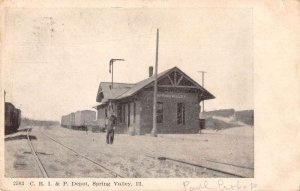 Spring Valley Illinois Train Station Vintage Postcard AA22502