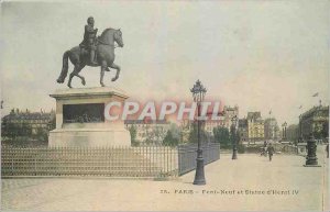 Postcard Old Paris Pont Neuf and Statue of Henri IV