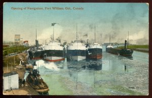 h79 - FORT WILLIAM Ontario Postcard 1910s Harbor Steamers