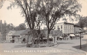 Springfield Vermont West Side Of Square, Real Photo Vintage Postcard U7543