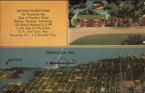 Pensacola FL Bayside Tourist Park Linen Postcard HWY 90 Linen Postcard