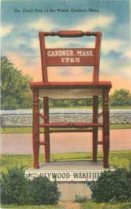 Chair City 1941 GARDNER MASSACHUSETTS Tichnor linen postcard 4512 