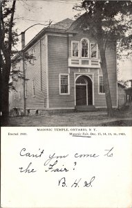 Postcard NY Ontario Masonic Temple 1905 fair dates