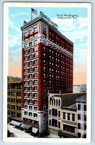 Indianapolis Indiana Postcard Hotel Washington Building Exterior c1920's Antique