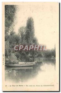 Old Postcard The Marne Tour Downstream of Champigny Bridge