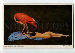 3105672 NUDE Woman NYMPH & IBIS by MULLER vintage ART NOUVEAU