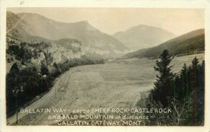 Gallatin Way Sheep Rock Castle Bald Montana 1932 RPPC Photo Postcard 21-4218