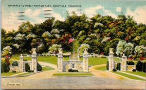 1940s Entrance to Percy Warner Park Nashville Tennessee Postcard