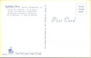 Springfield, IL Illinois  HOLIDAY INN MOTEL~South  ROADSIDE  Vintage  Postcard