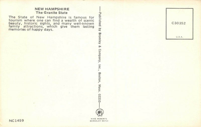 LPM49 New Hampshire Map Chrome Postcard The Granite State