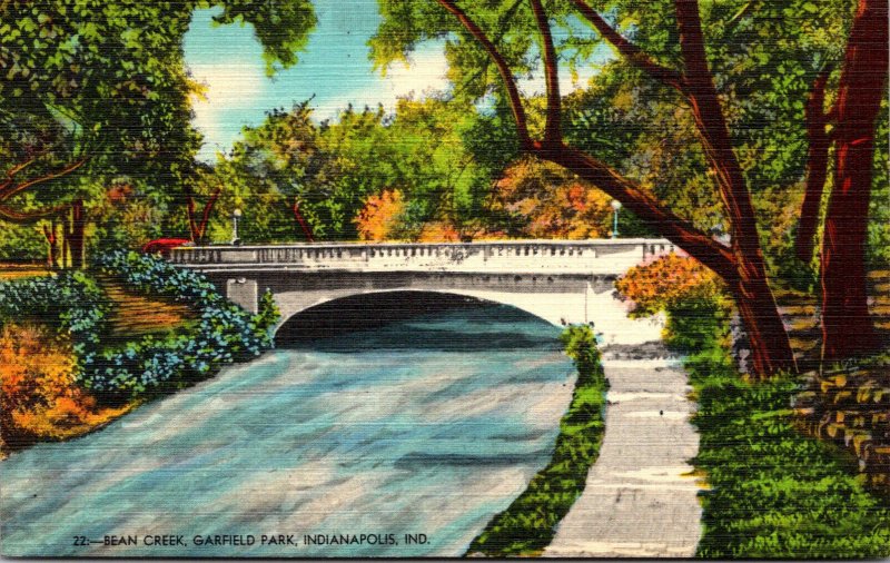 Indiana Indianapolis Garfield Park Bridge Over Bean Creek 1944