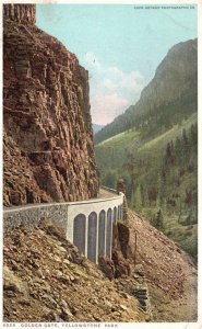 Vintage Postcard Golden Gate Cliff Roadway Yellowstone National Park Wyoming WY