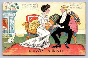 J91/ Interesting Postcard c1910 Leap Year Man Woman Dog 94