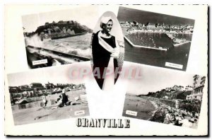 Old Postcard Remembrance Granville High tide the fishing port Aerial view Beach