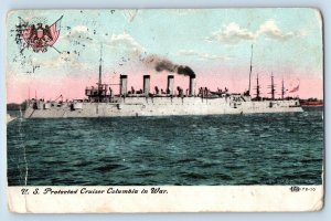 Postcard US Protected Cruiser Columbia War Steamer WWII c1910's Vintage Antique