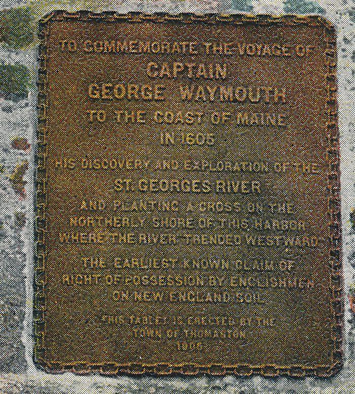 Capt George Waymouth Tablet Rock 1605 Thomaston Maine - DPO South Union ME 1910