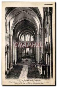 Old Postcard Sens Interieur From the Cathedral Nave Main