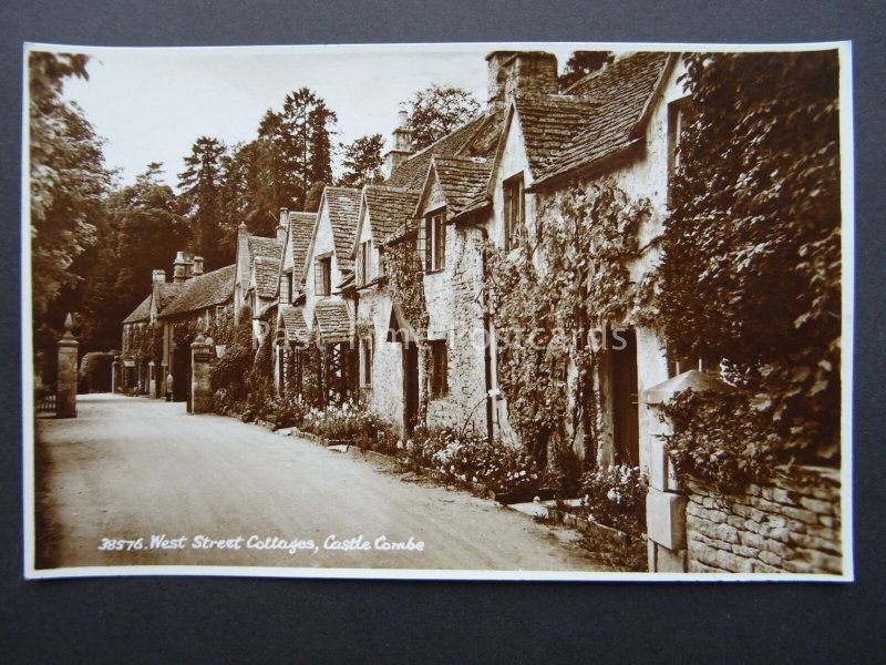 Wiltshire CASTLE COMBE West Street Cottages - Old RP Postcard by E.A. Sweetman