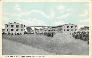 WWI Postcard US Infantry Company Street Camp Grant Rockford IL