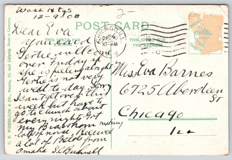 Omaha Nebraska~Creighton University Main Bldg~Exterior View~Cupola~1908 Postcard