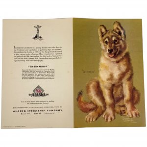 1949 Alaska Steamship Line S.S. Aleutian Breakfast Menu - Husky Puppy Portrait