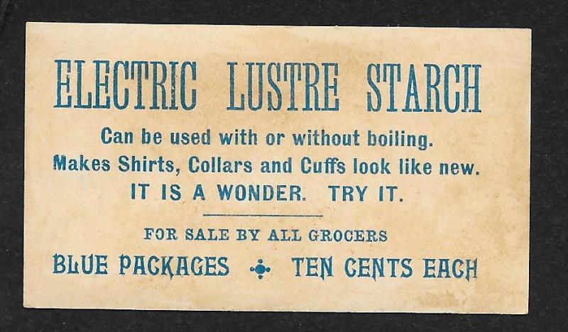 VICTORIAN TRADE CARD Electric Lustre Starch Children