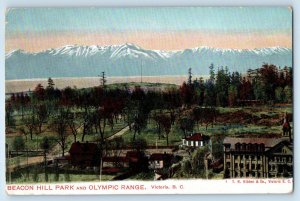 Victoria BC Canada Postcard Beacon Hill Park Olympic Range 1907 Posted
