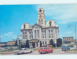 Pre-1980 SHOPS ALONG STREET & OLD CARS BY COURTHOUSE Weatherford Texas TX d2875