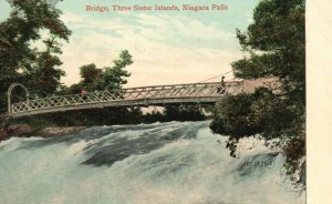 Vintage Postcard 1910's Bridge Three Sister Islands Niagara Falls New York N.Y.