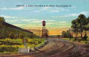 Orient No 2 Largest Coal Mine in World West Frankfort Illinois linen postcard