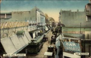 Rosario Argentina Trolley Calle Sarmiento c1910 Used Postcard