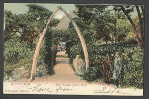 1906 PPC* GIBRALTAR THE WHALE JAWS ARCH & SENT BY PAQUEBOT UNDIVIDED BACK