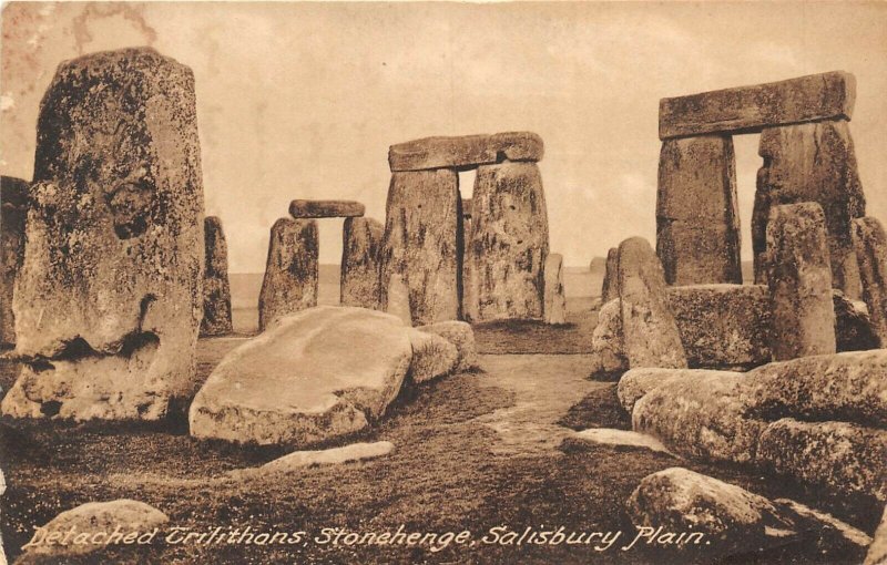 Salisbury Plain England 1921 Postcard Detached Trilithons STONEHENGE