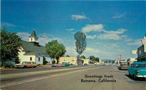 Amescolor California Ramona 1950s San Diego San Diego Postcard Automobiles 5743