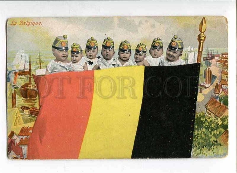 3045703 Belgium MULTIPLE BABIES Flag vintage COLLAGE PC