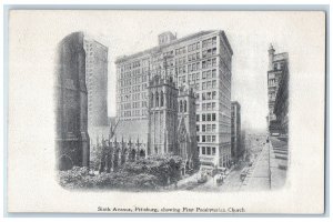 c1905 Sixth Avenue Pittsburg First Presbyterian Church Souvenir Press Postcard 