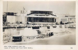 New York World`s Fair 1939 Lagoon of Nations and French Exhibit Building 