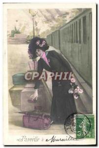 Postcard Old Train Locomotive Female