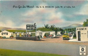 Postcard 1940s California Indio Pen-G-IN-Motel automobile occupationCA24-3384
