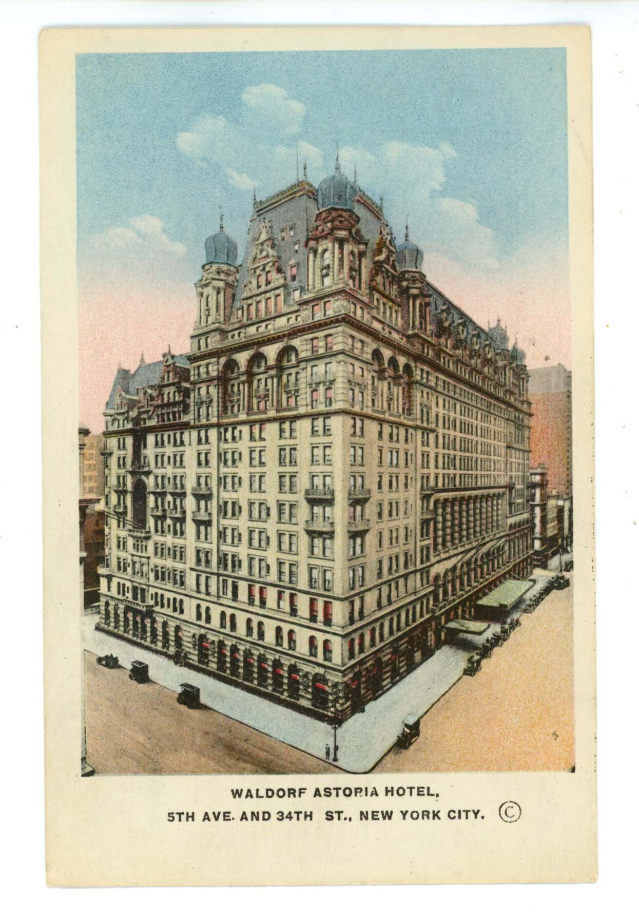 NY - New York City. Waldorf Astoria Hotel ca 1921 | United States - New York  - New York City, Postcard / HipPostcard, image size:1245x1777