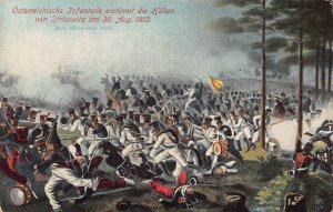 L076 Austria Infantry storms the heights of Strisowitz battle postcard