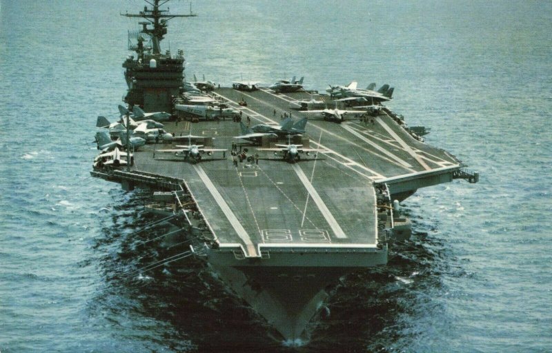 Postcard USS Dwight D Eisenhower CVN-69 Nuclear Propelled Aircraft Carrier