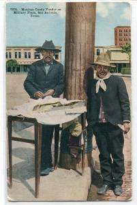 Mexican Candy Seller Military Plaza San Antonio Texas 1913 postcard